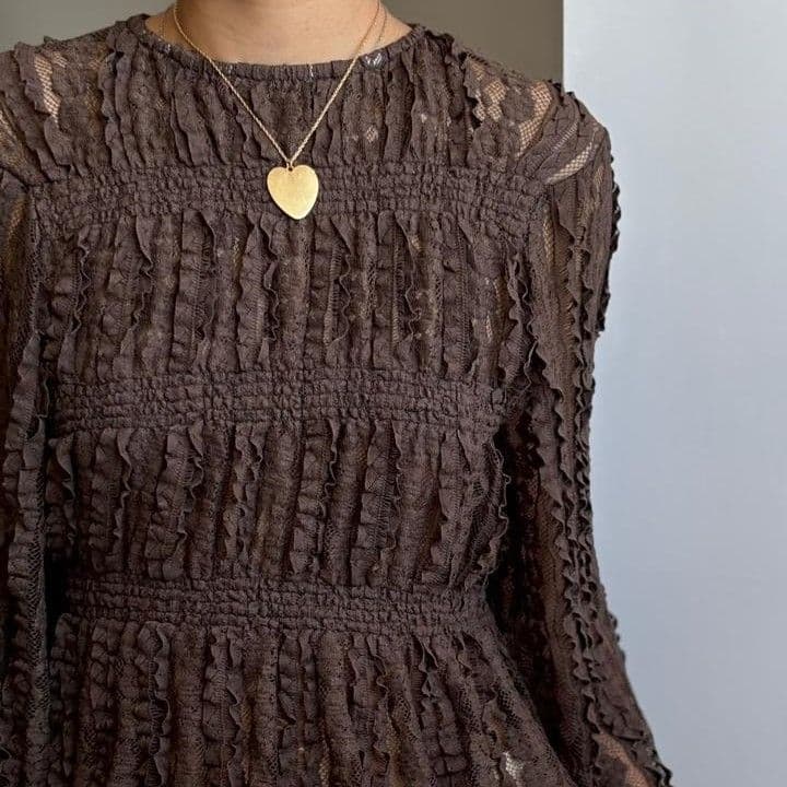 Blusa mangas largas de encaje